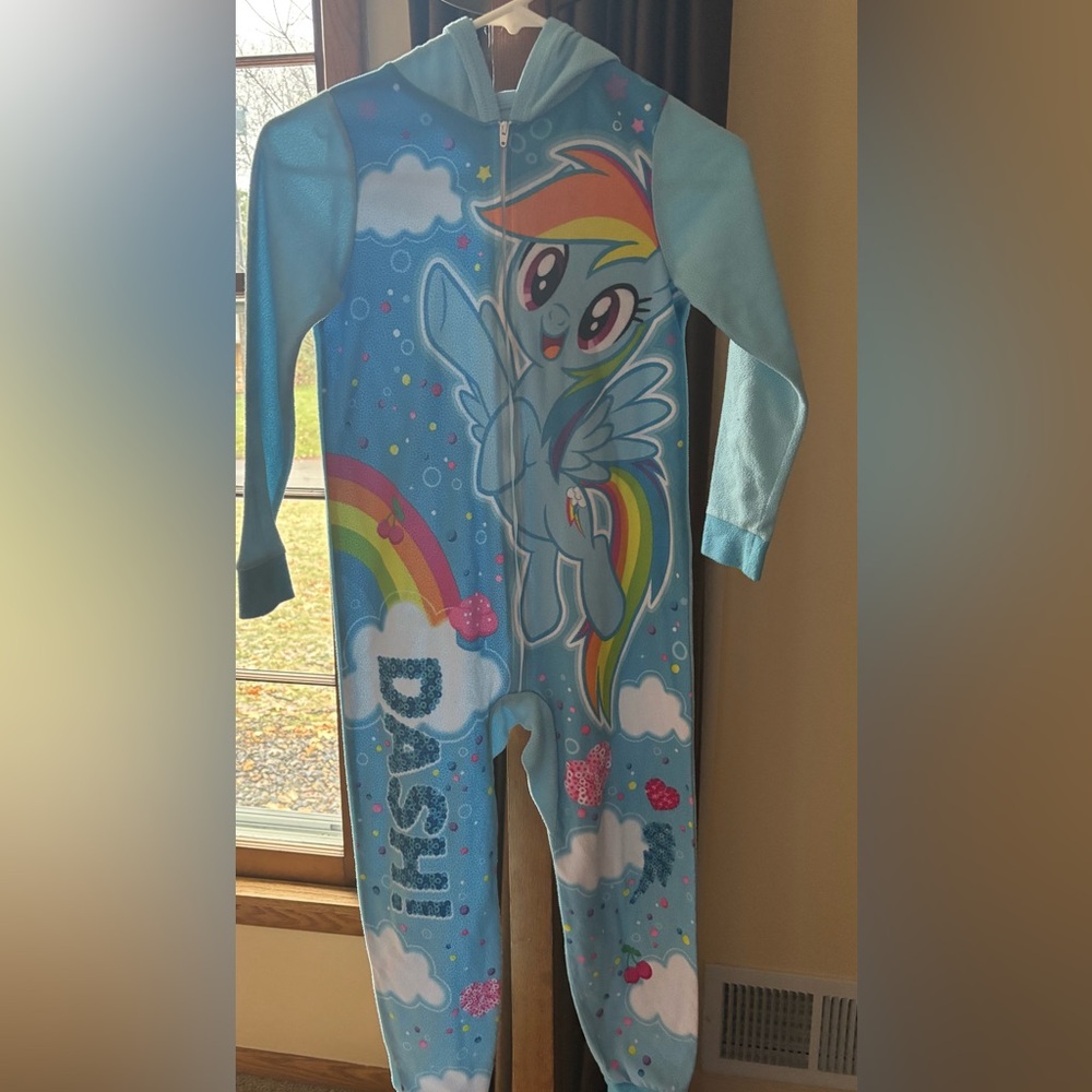 My Little Pony Rainbow Dash Hooded One-Piece Pajamas - Blue size 7/8